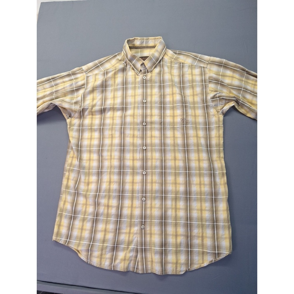 Ariat XLT Long Sleeve Yellow Plaid Work Western Rodeo Cowboy Chore - Picture 3 of 11